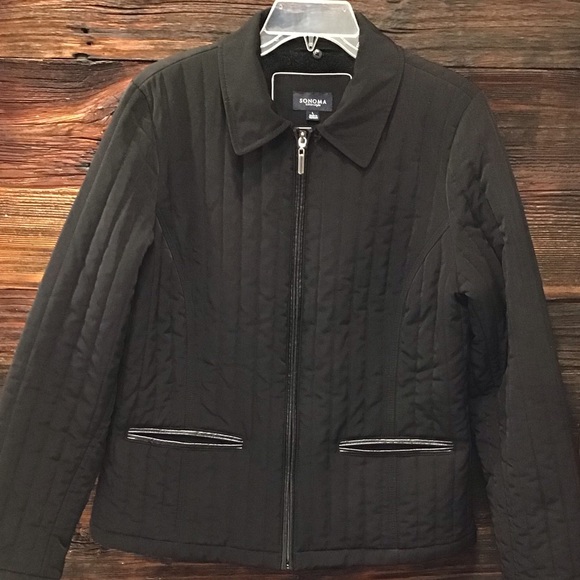 Sonoma Quilted Zip Front Insulated Black Jacket Large - Picture 14 of 14